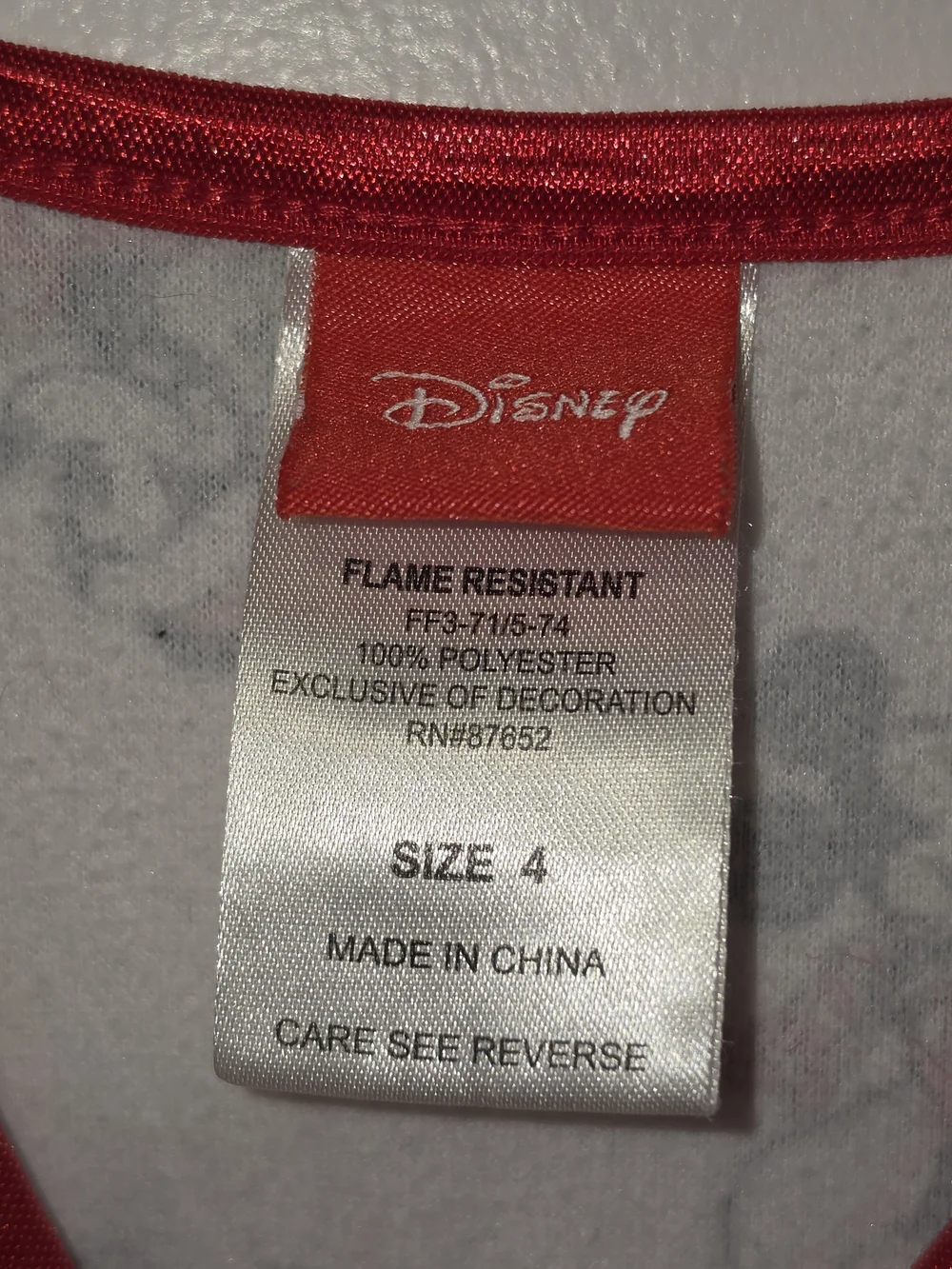 Disney Classic Girls' White Mickey Minnie Mouse Holiday Ruffle Nightgown Size 4 - Picture 6 of 6